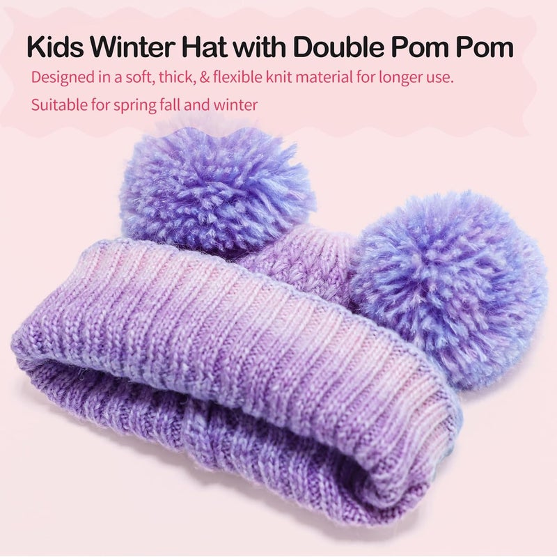 KDVOG Store Kids Winter Hat Warm Knitted Beanies with Double Pom Pom Thick Ski Cap for Boys Girls 7-12 Years - Image 5